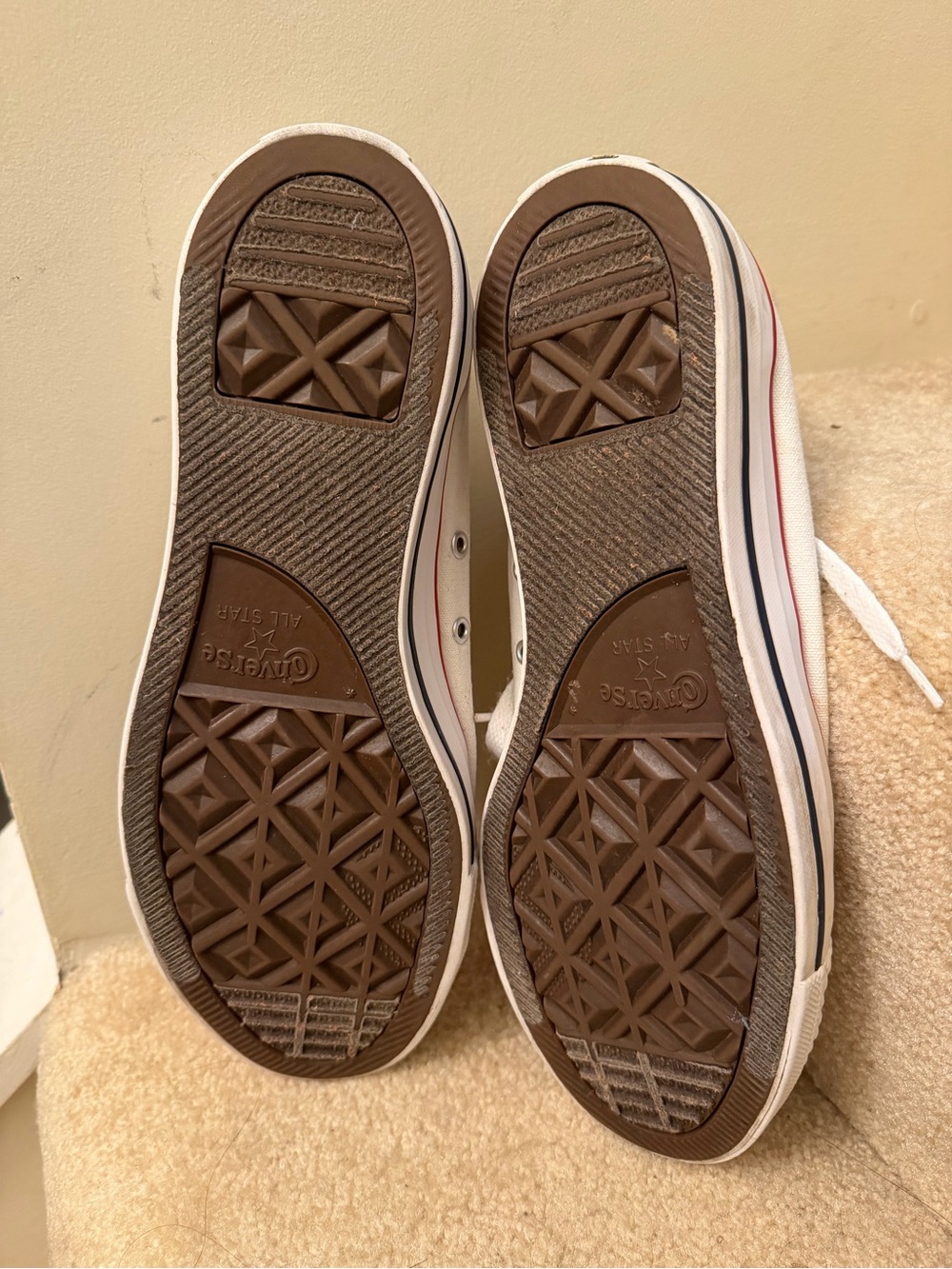 Converse Low Top Canvas Sneakers in White with Red Trim - Picture 4 of 4